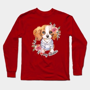 I love my Cavalier King Charles Cute Dog Watercolor Art Long Sleeve T-Shirt